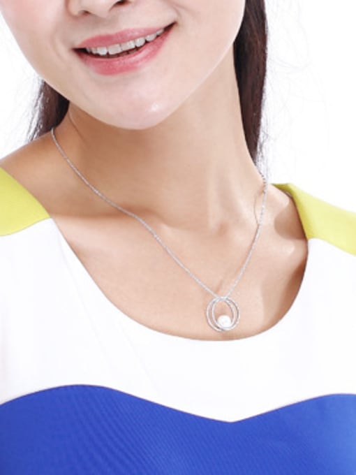 OUXI Simple Artificial Pearl Rhinestones Necklace 1