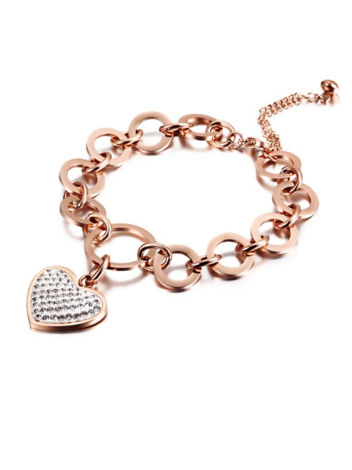 JINDING Love Heart Diamond Circle Rose Gold Bracelet 0