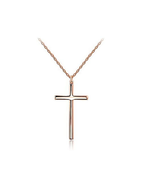 Rose Gold Fashion Rose Gold Plated Cross Shaped Necklace