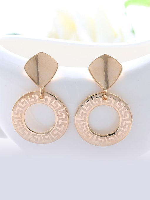 Wei Jia Champagne Gold Plated Geometrical Alloy Stud Earrings 1