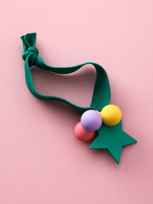 E Green Rubber band  With Simple colored ball head Hair accessories