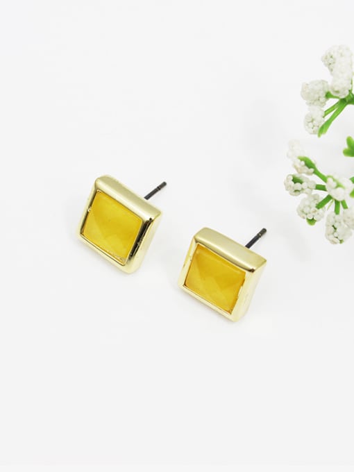 Lang Tony All-match Square Shaped Natural Stone Earrings 0