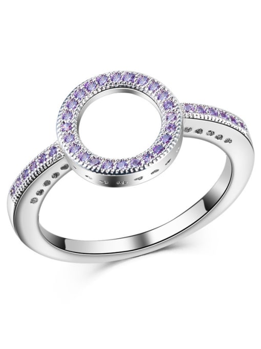 Violet Copper With White Gold Plated Delicate Cubic Zirconia Round Rings