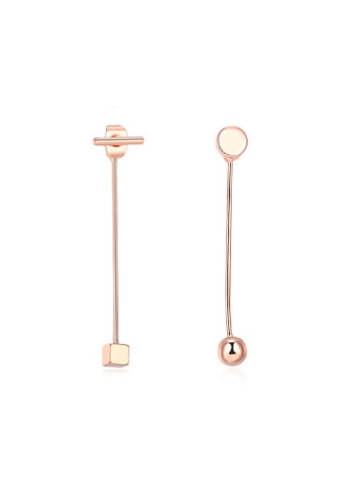 Ronaldo Personality Rose Gold Plated Geometric Asymmetric Earrings 0