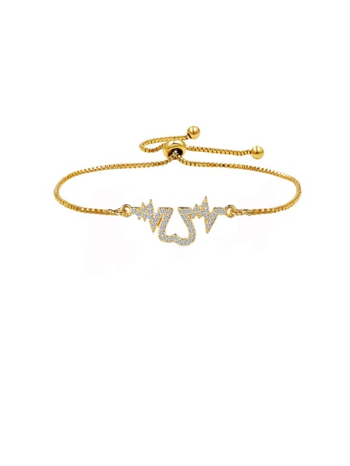 gold Copper With  Cubic Zirconia Simplistic Irregular  Adjustable Bracelets
