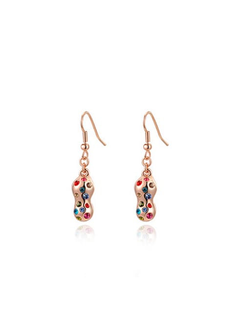 rose gold Delicate Colorful Austria Crystal Peanut Shaped Drop Earrings