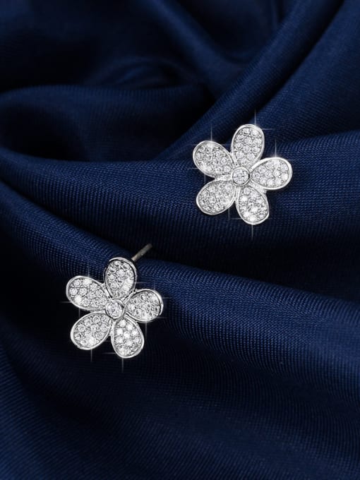 platinum Copper With Platinum Plated Cute Flower Stud Earrings