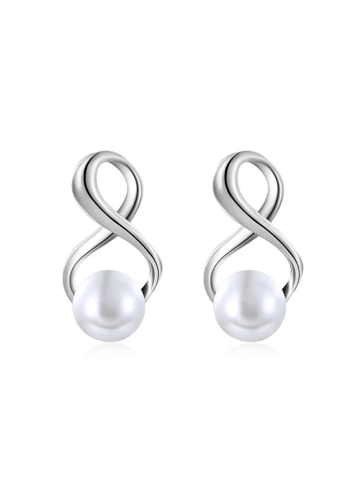 Ronaldo Women Temperament Geometric Shaped Artificial Pearl Earrings 0