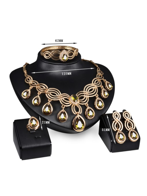 BESTIE 2018 Alloy Imitation-gold Plated Ethnic style Water Drop shaped Stones Four Pieces Jewelry Set 2