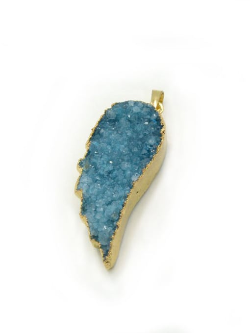 Blue Personalized Wing Natural Crystal Gold Plated Pendant