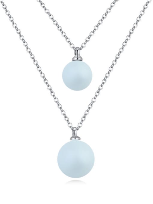 blue Personalized Double Layer Two Imitation Pearls Alloy Necklace