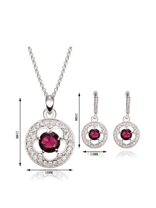 BESTIE Alloy White Gold Plated Fashion Stone and Rhinestone Two Pieces Jewelry Set 2