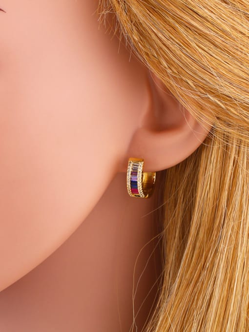 CC Copper With Cubic Zirconia Trendy Geometric Drop Earrings 3