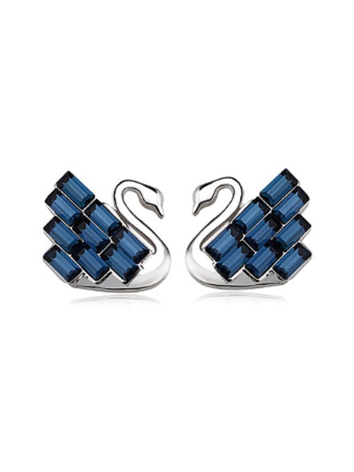 blue Fashion Austria Crystal Swan Stud Earrings