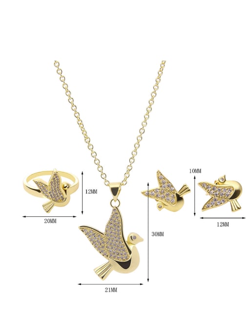 BESTIE Alloy Imitation-gold Plated Fashion Rhinestones Bird Three Pieces Jewelry Set 2