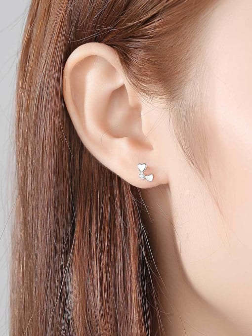 CCUI 925 Sterling Silver With Delicate Heart Stud Earrings 1