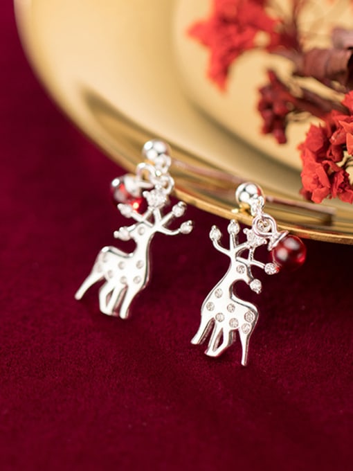 Rosh 925 Sterling Silver With Rose Gold Plated Cute Elk Drop Earrings 4