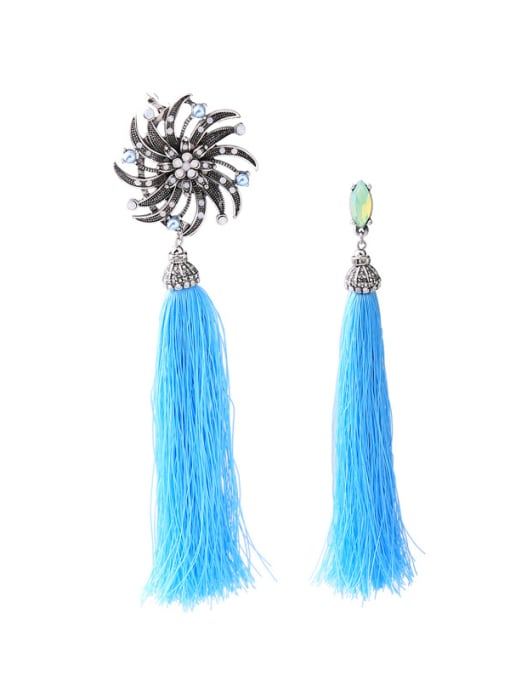 Sky Blue -2 Vintage Long Tassel Women Drop Earrings