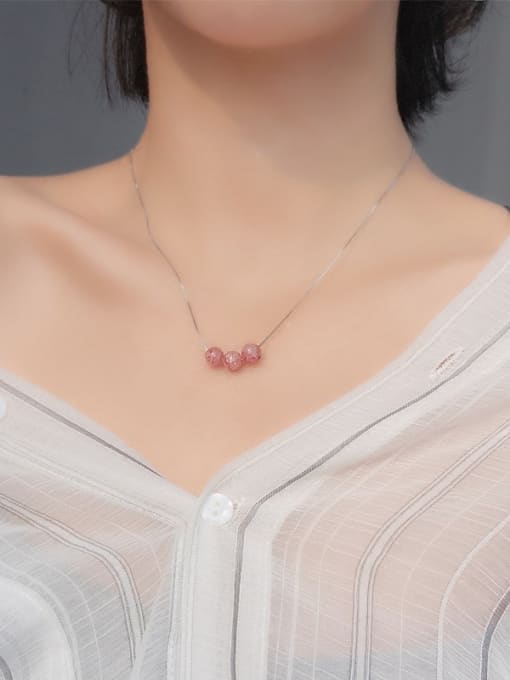 Peng Yuan Simple Pink Crystal Beads Necklace 1