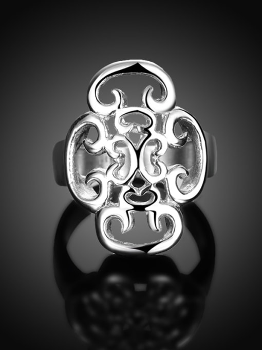 Ronaldo Pun Style Hollow Flower Shaped Titanium Ring 2