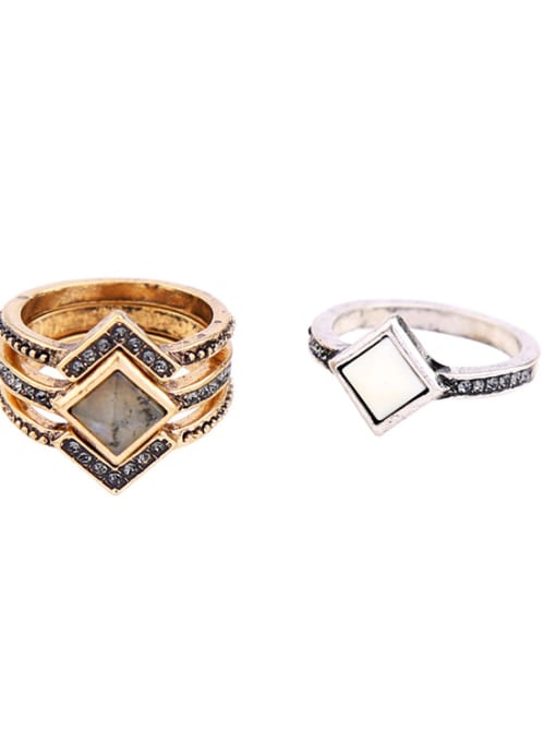 Picture Color Three Pieces Geometric Shaped Women Ring Set