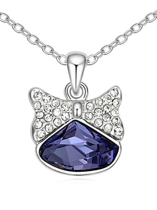 purple Personalized austrian Crystal Pendant Alloy Necklace