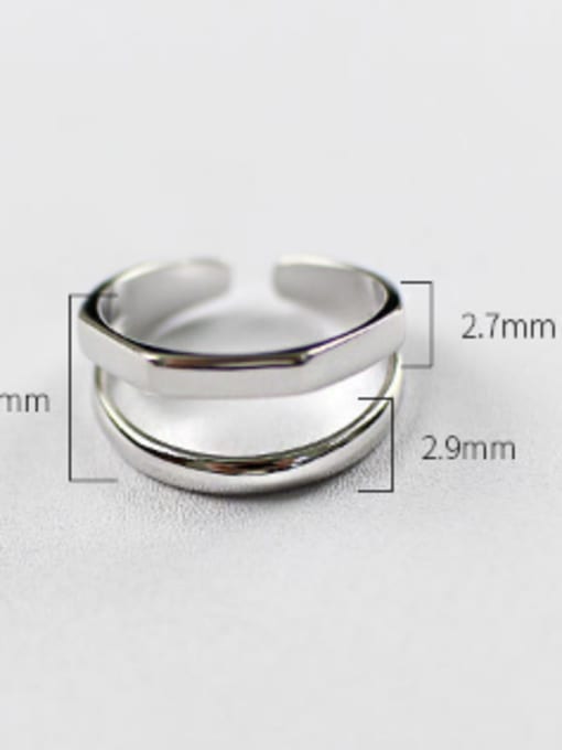 DAKA Simple Two-band Silver Smooth Opening Ring 2