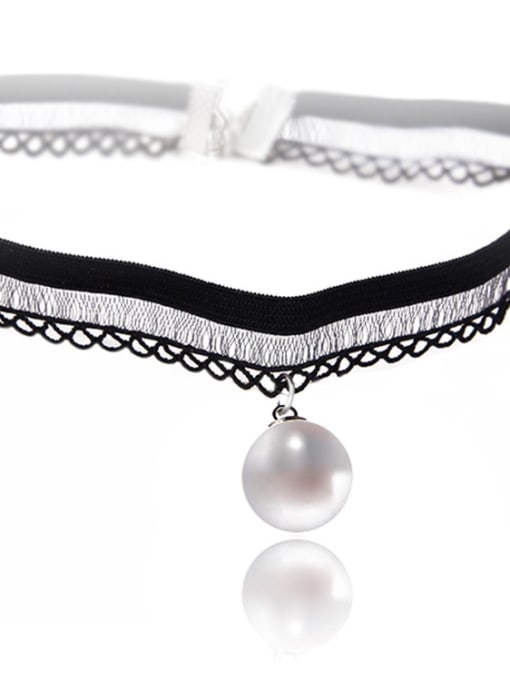 X223-1 White Pearl Stainless Steel With Fashion Rosary Necklaces