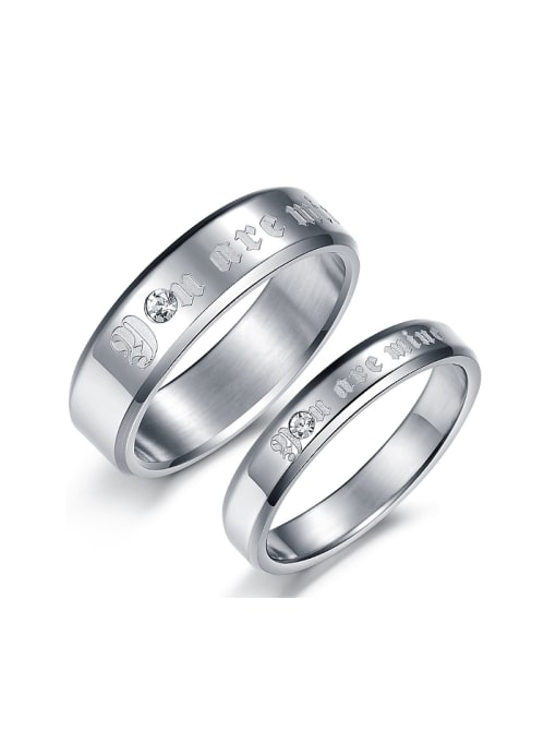 Open Sky Fashion Monogram-etched Titanium Smooth Lovers Ring 0