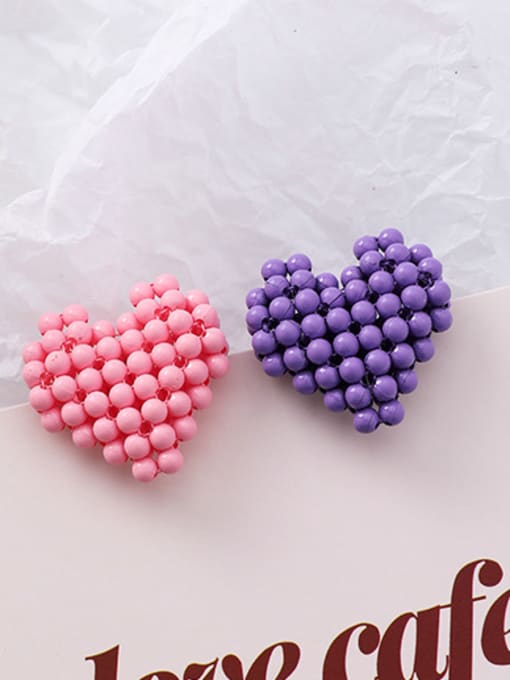 C Pink Blue (short) Alloy With Rose Gold Plated Simplistic Heart Drop Earrings
