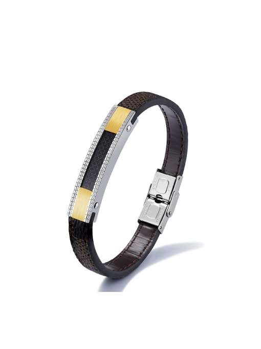 Open Sky Simple Personalized Carbon Fiber Artificial Leather Bracelet 0