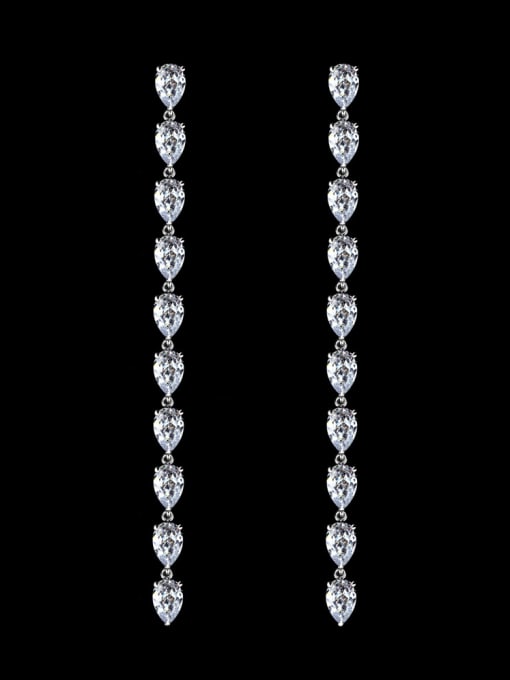 ALI Copper With 18k White Gold Plated Classic Chain Wedding Drop Earrings