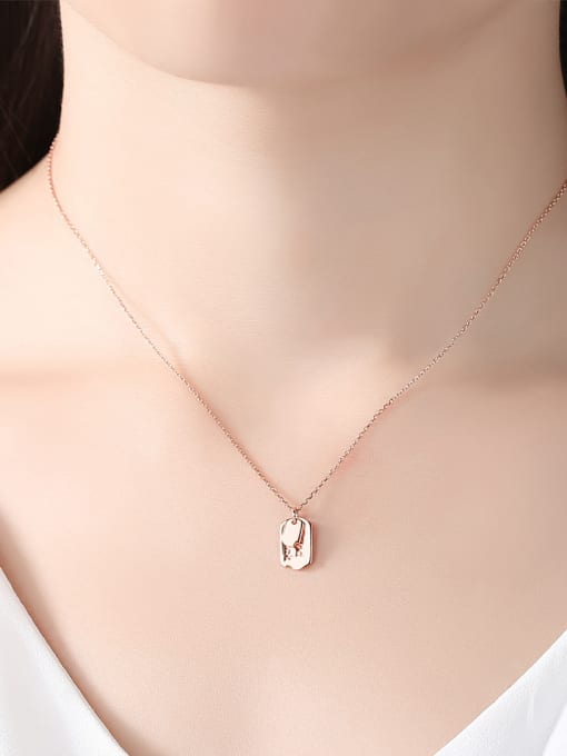 CCUI 925 Sterling Silver With Rose Gold Plated Simplistic Square Necklaces 1