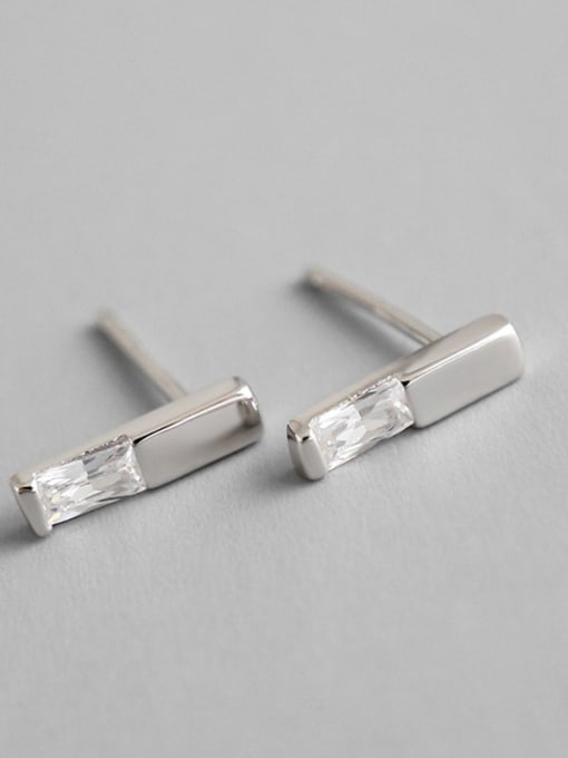 DAKA 925 Sterling Silver With Silver Plated Simplistic Geometric Stud Earrings