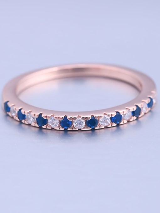 Rose gold+blue 925 Sterling Silver With  Cubic Zirconia Delicate Round Band Rings