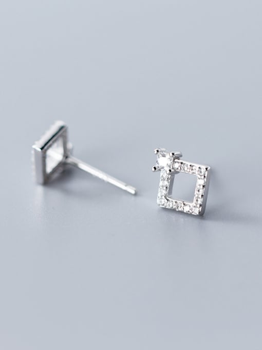 Rosh 925 Sterling Silver With  Cubic Zirconia Cute Square Stud Earrings 3