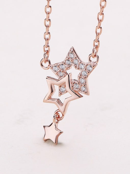 One Silver Fashion Stars Tiny Zirconias 925 Silver Necklace