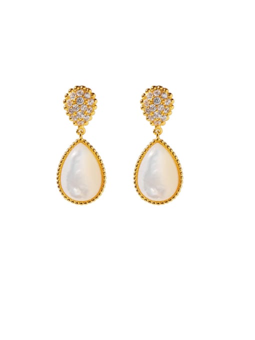 gold white Copper With Gold Plated Simplistic Water Drop Drop Earrings