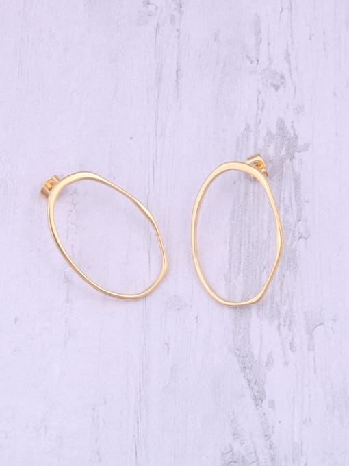 GROSE Titanium With Gold Plated Simplistic Hollow  Geometric Round Hoop Earrings 3