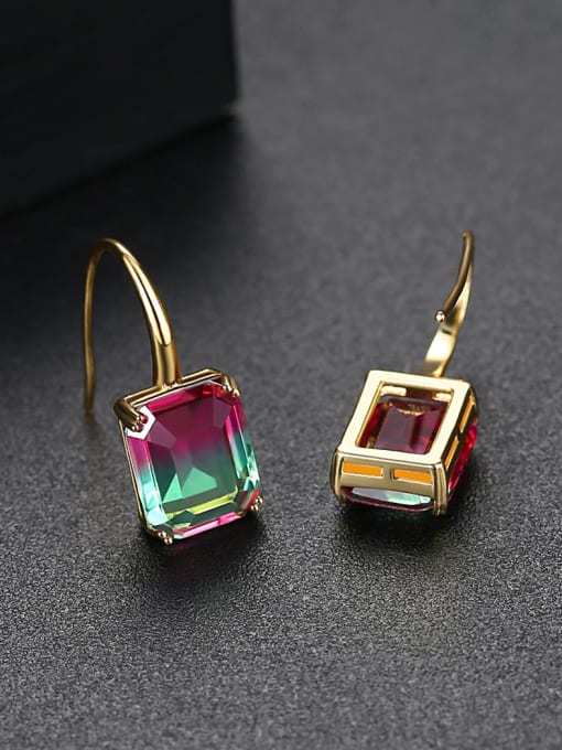BLING SU Copper With Cubic Zirconia Luxury Square Hook Earrings 3