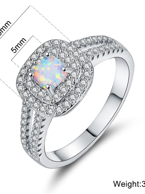 White Square AAA Zircons Opal Alloy Women Ring