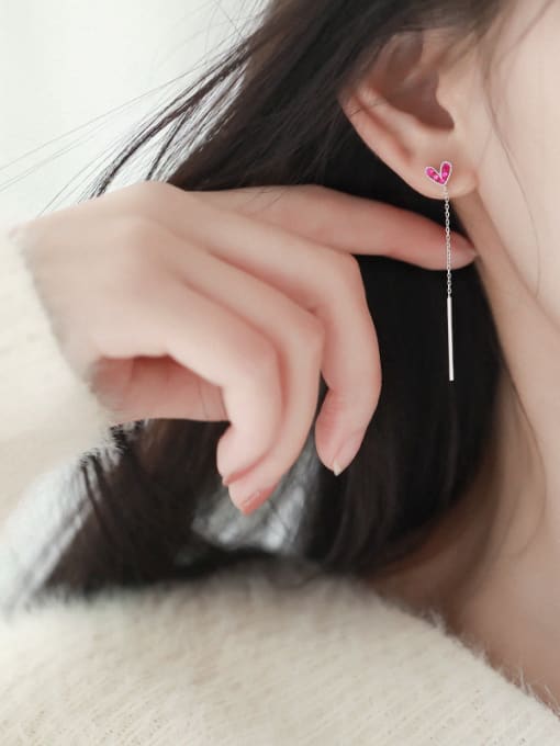 Peng Yuan Fashion Little Heart Zirconias 925 Silver Drop Earrings 1