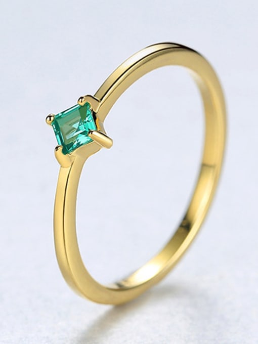 Green Sterling silver simple four-claw Emerald semi-precious stone ring