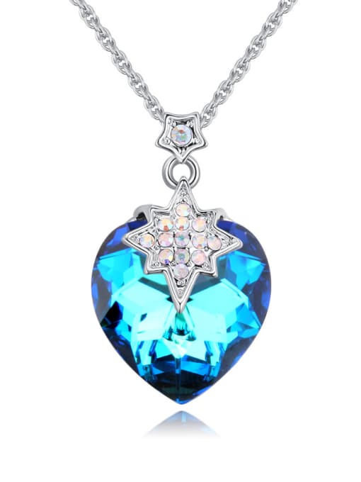 royal blue Fashion Heart austrian Crystal Pendant Alloy Necklace