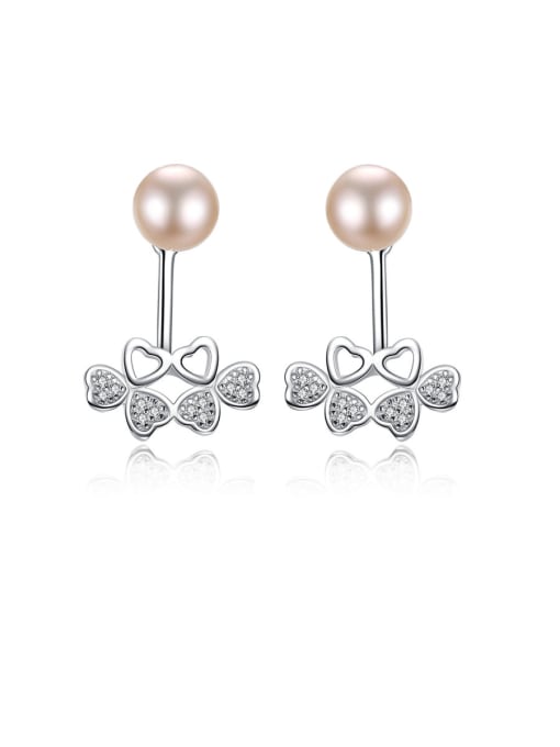 CCUI 925 Sterling Silver With Platinum Plated Simplistic Flower Drop Earrings 0