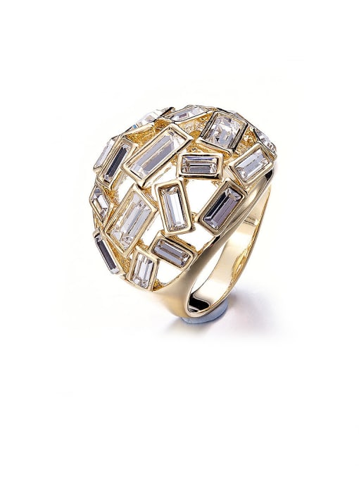 CEIDAI 18K Gold Plated Crystal Statement Ring 0