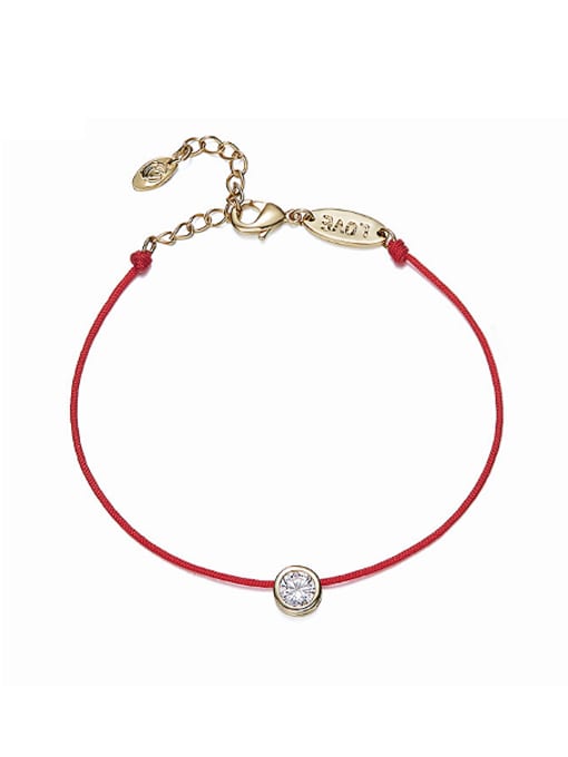 CEIDAI Simple Cubic Zircon Red Rope Copper Bracelet 0