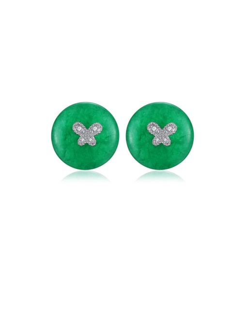 BLING SU Copper With Platinum Plated Simplistic Round Stud Earrings