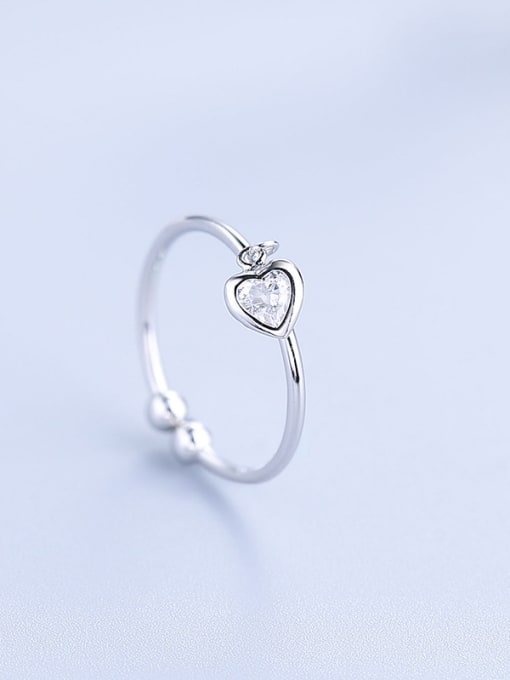 One Silver 925 Silver Elegant Heart Zircon Ring 3
