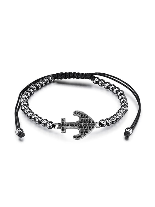 Black Fashion Little Anchor Rhinestones Beads Bracelet